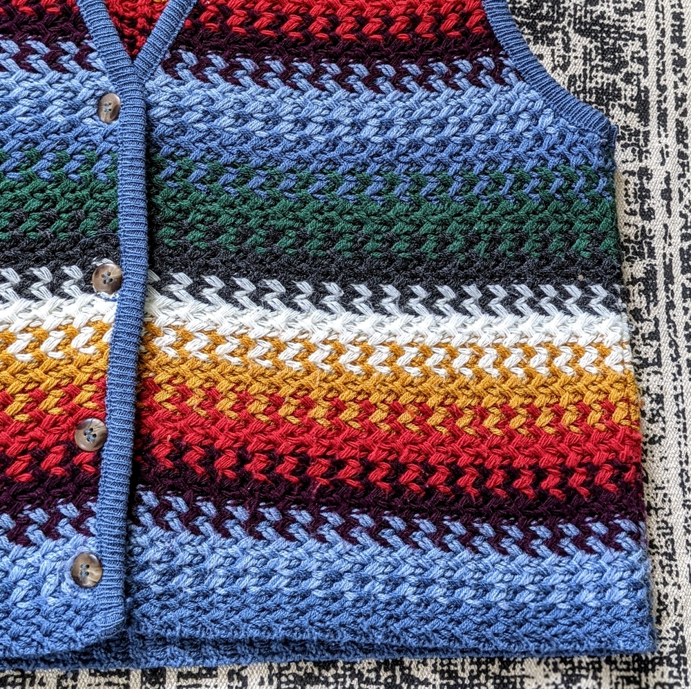 SOLD Crochet Knit Sweater Vest Earthy - Picture 7 of 16
